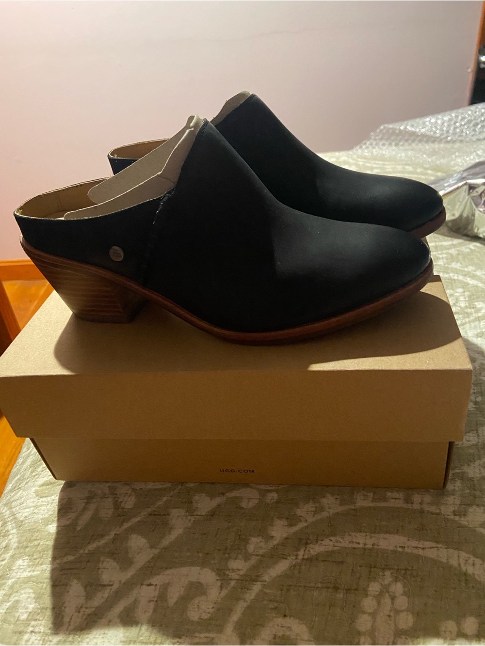 Women's Black Slip-On Mule with Low Stacked Heel new without tag. Still in the